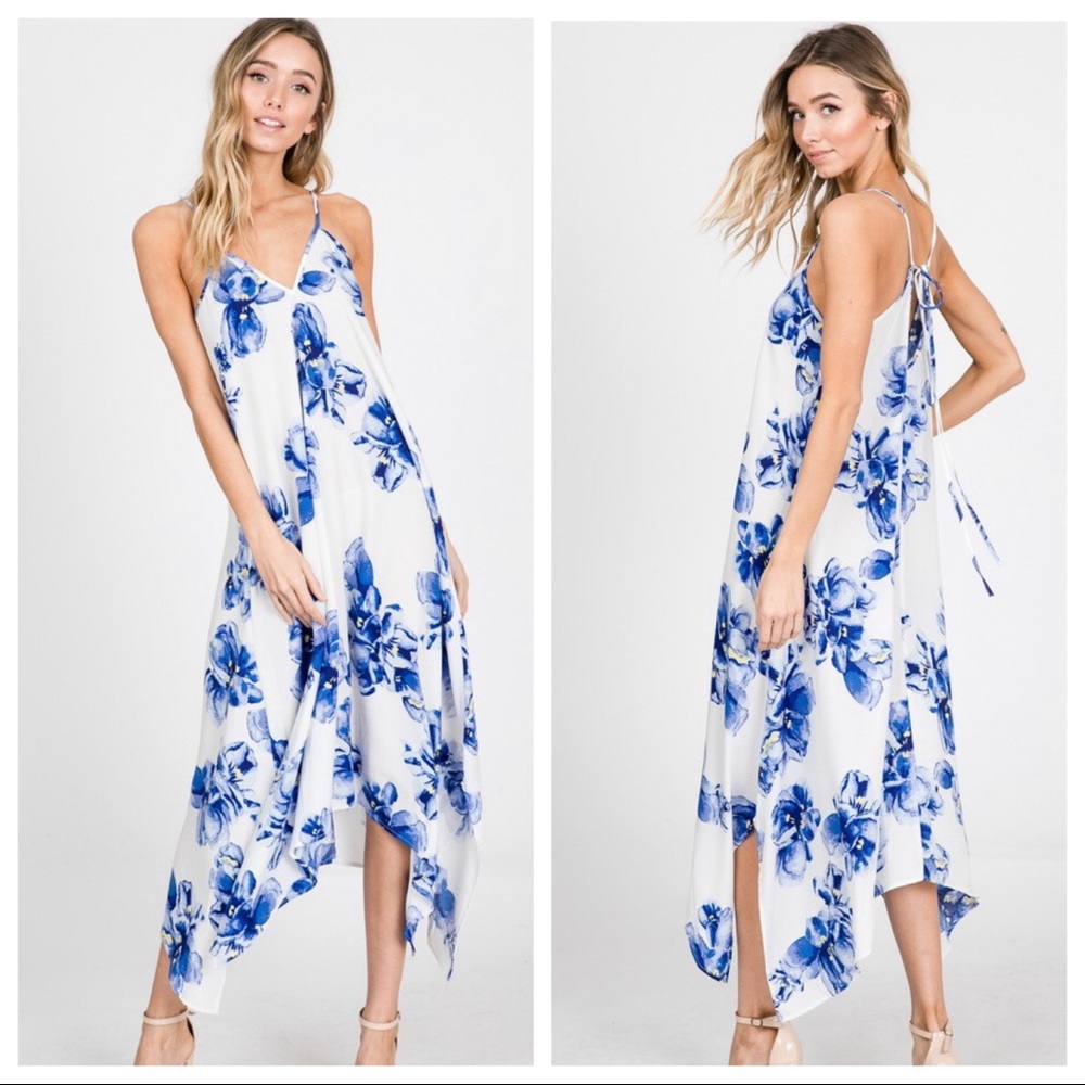 Blue Floral cami tank dress - Picture 2 of 4